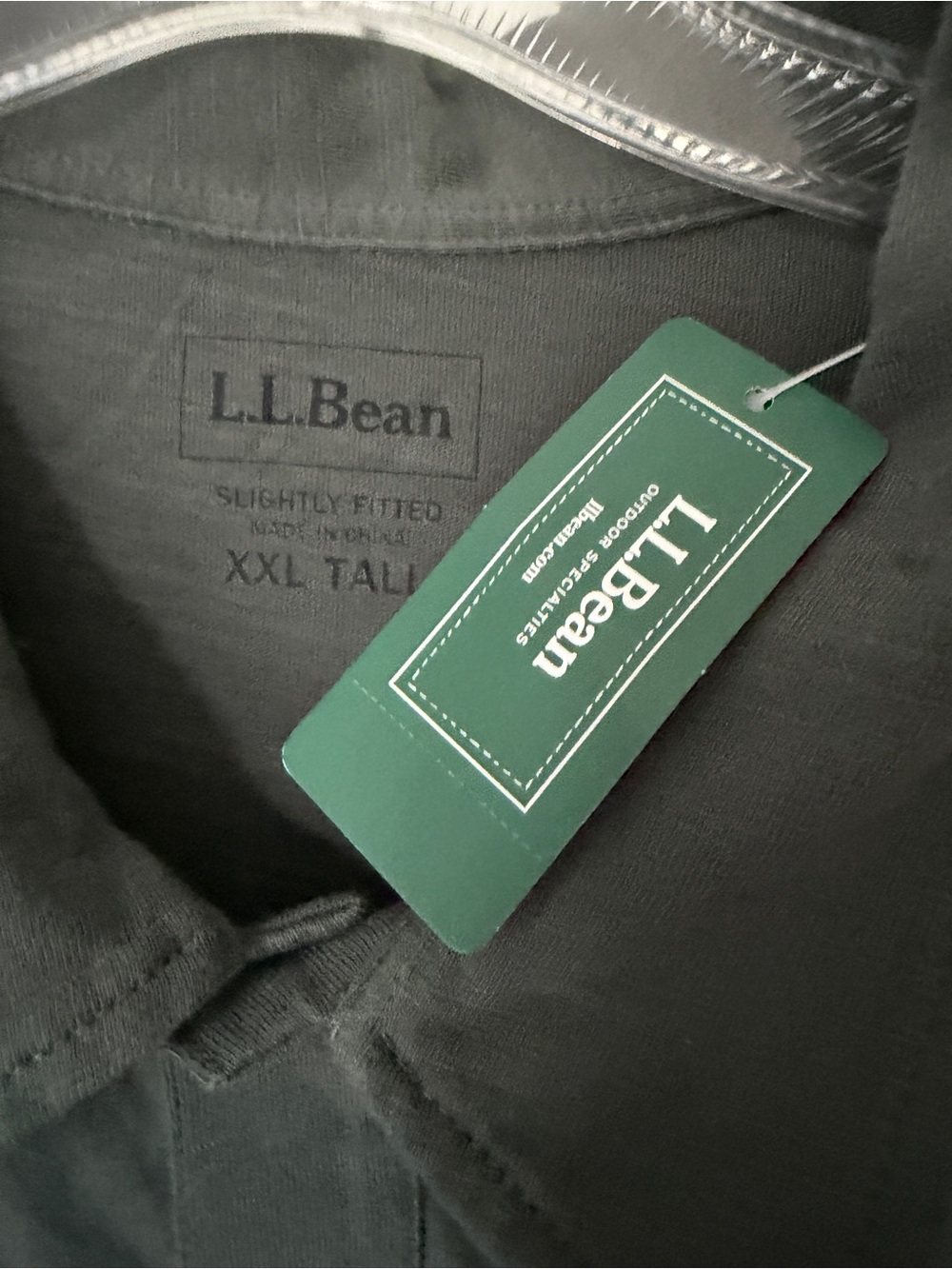 L.L. Bean Lakewashed Organic Cotton Polo NWT Men's XXL Tall Shadow Green